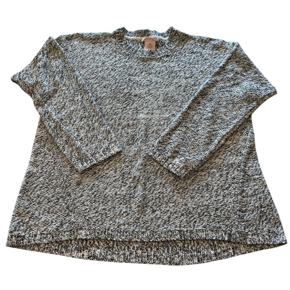Philosophy Gray & Black Marled Knit Crew Neck Sweater XL